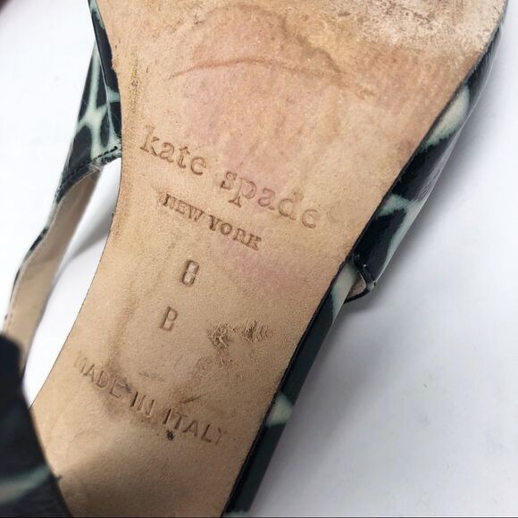 KATE SPADE | Giraffe Print Sling Back Heels Black White Turquoise Women’s Size 8 - Picture 10 of 10